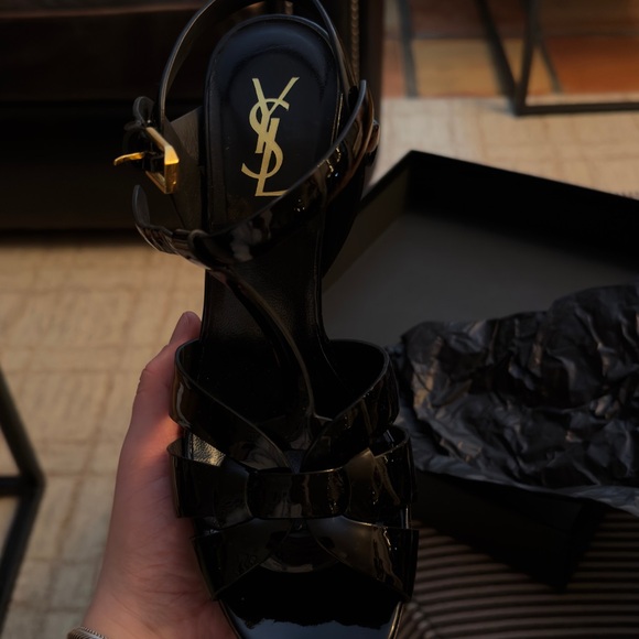 Saint Laurent tribute T-strap platform sandal heels - Picture 6 of 16